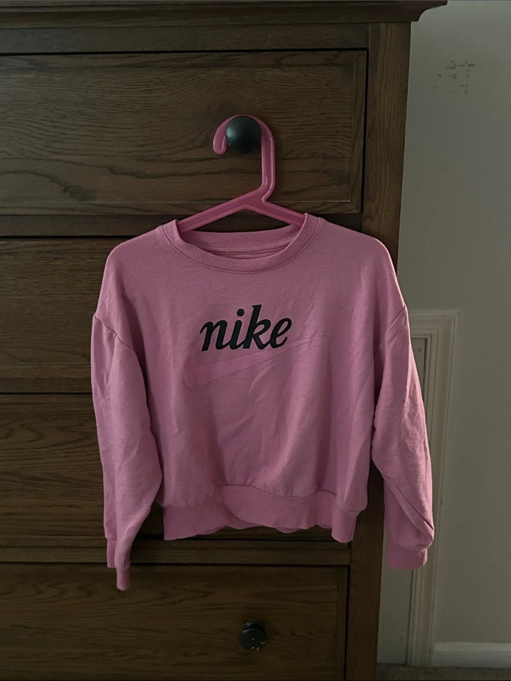 Nike Pink Logo Pullover Girls Sweatshirt